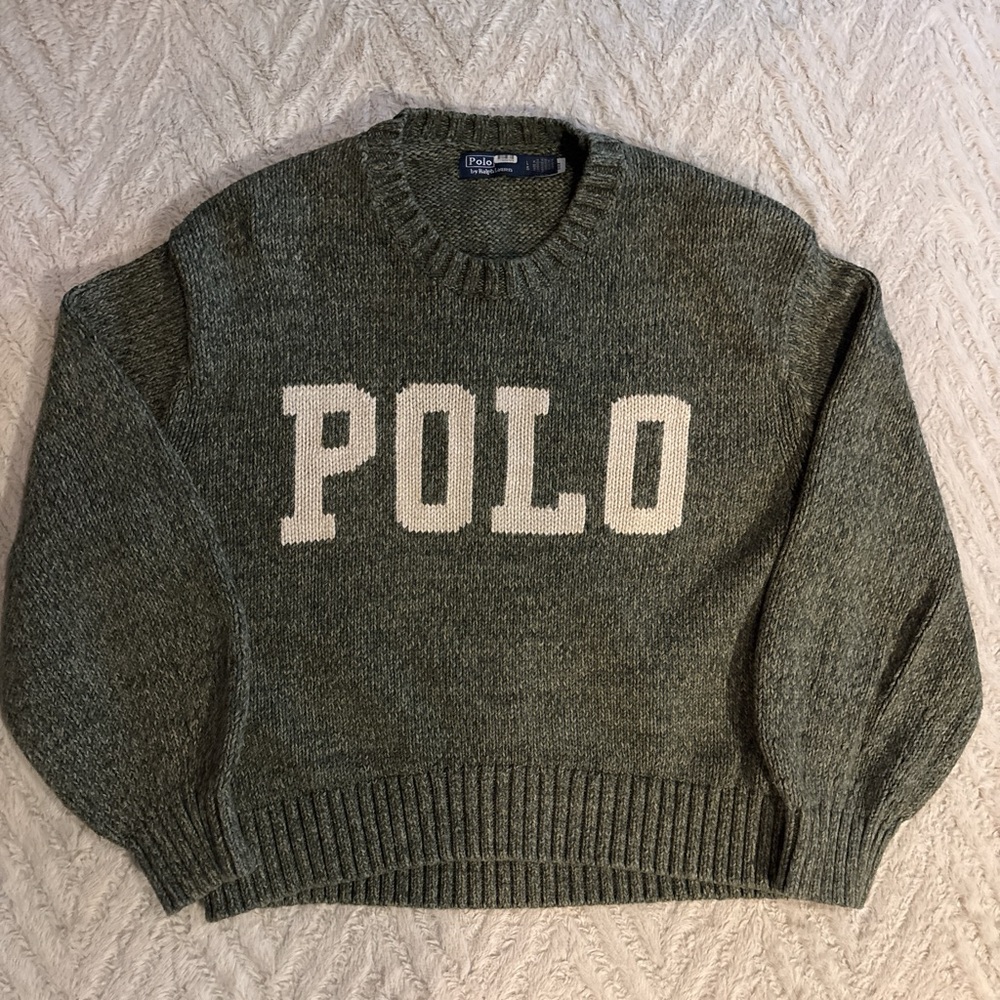 Polo Ralph Lauren Logo Green Knit Sweaters M